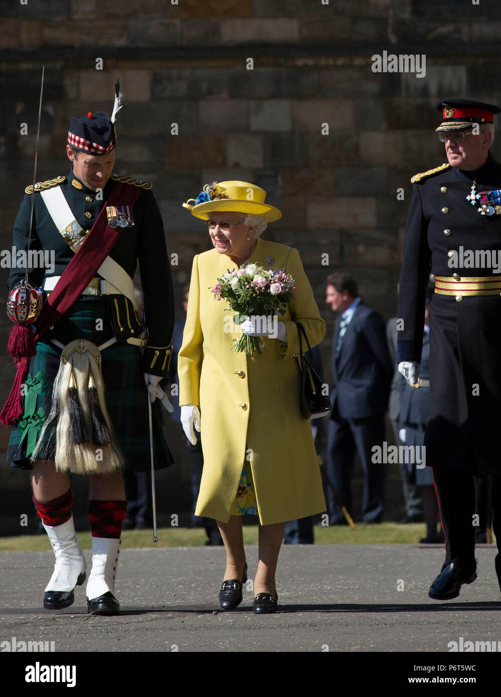 Queen Elizabeth II receives the keys from Edinburgh's Lord Provost