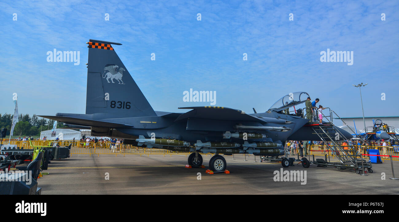 Singapore Feb 10 2018 A Mcdonnell Douglas F 15sg Eagle Fighter Aircraft Of Singapore Air Force Rsaf In Changi Singapore Stock Photo Alamy
