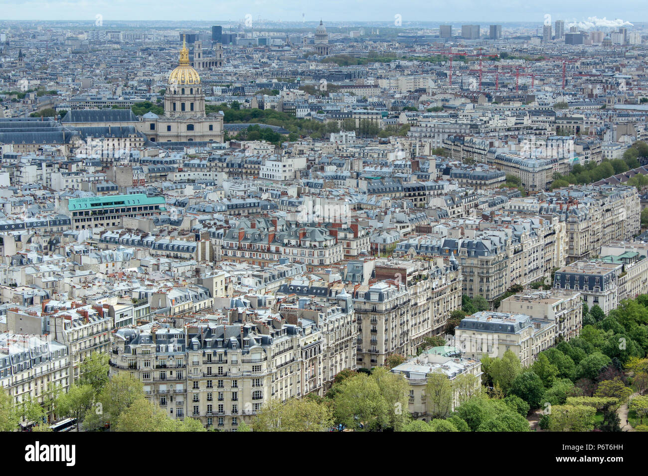 The view of the city of Paris from the Eiffel Tower on a spring day Stock Photo