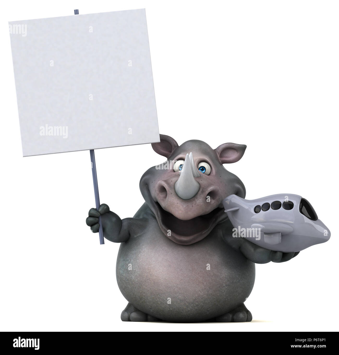 Fun rhinoceros - 3D Illustration Stock Photo - Alamy