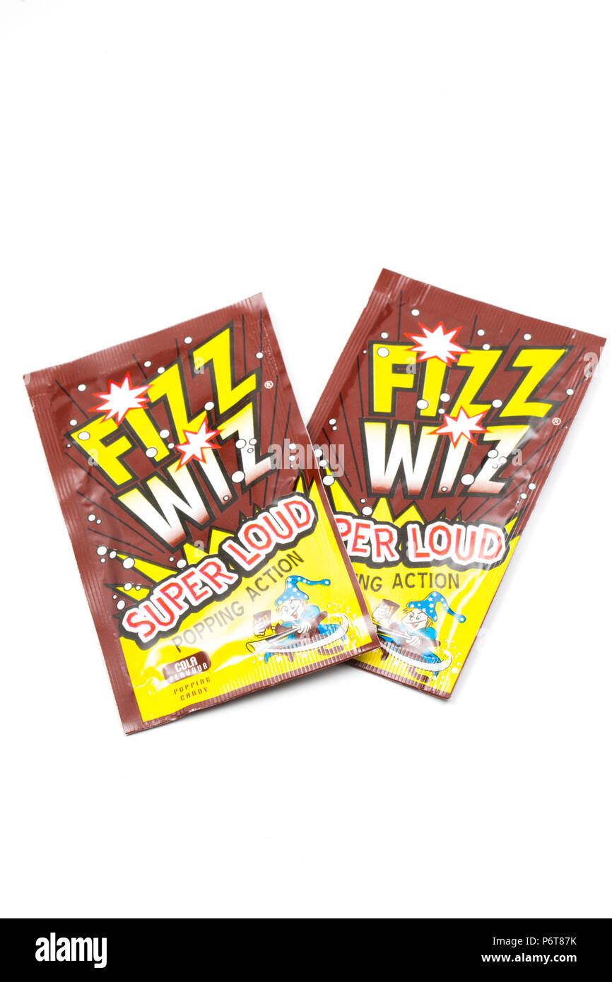 Two packets of Fizz Wiz cola flavoured popping candy bought from a sweet shop in North Dorset England UK GB Stock Photo
