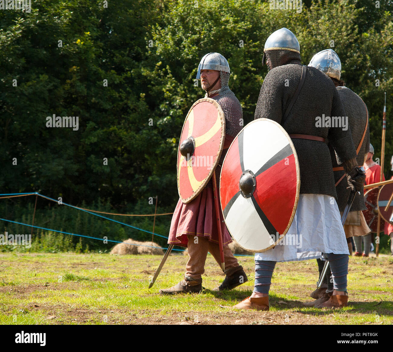 Saxon Viking battle re enactment in summer Stock Photo - Alamy