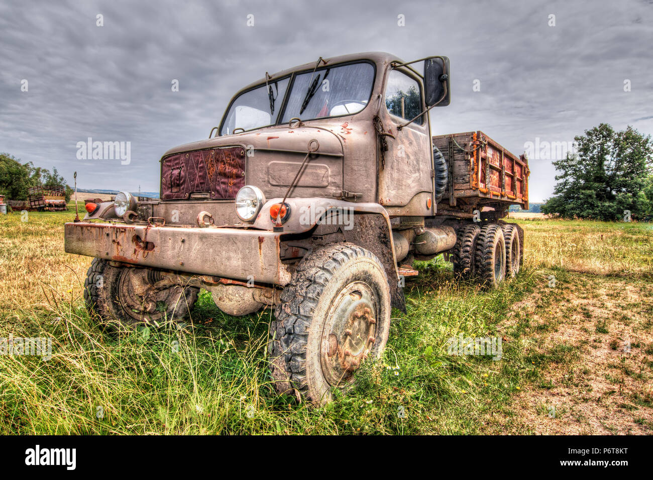Image of the abandoned old rusty truck - terrain truck Praga V3S from 1953 Stock Photo