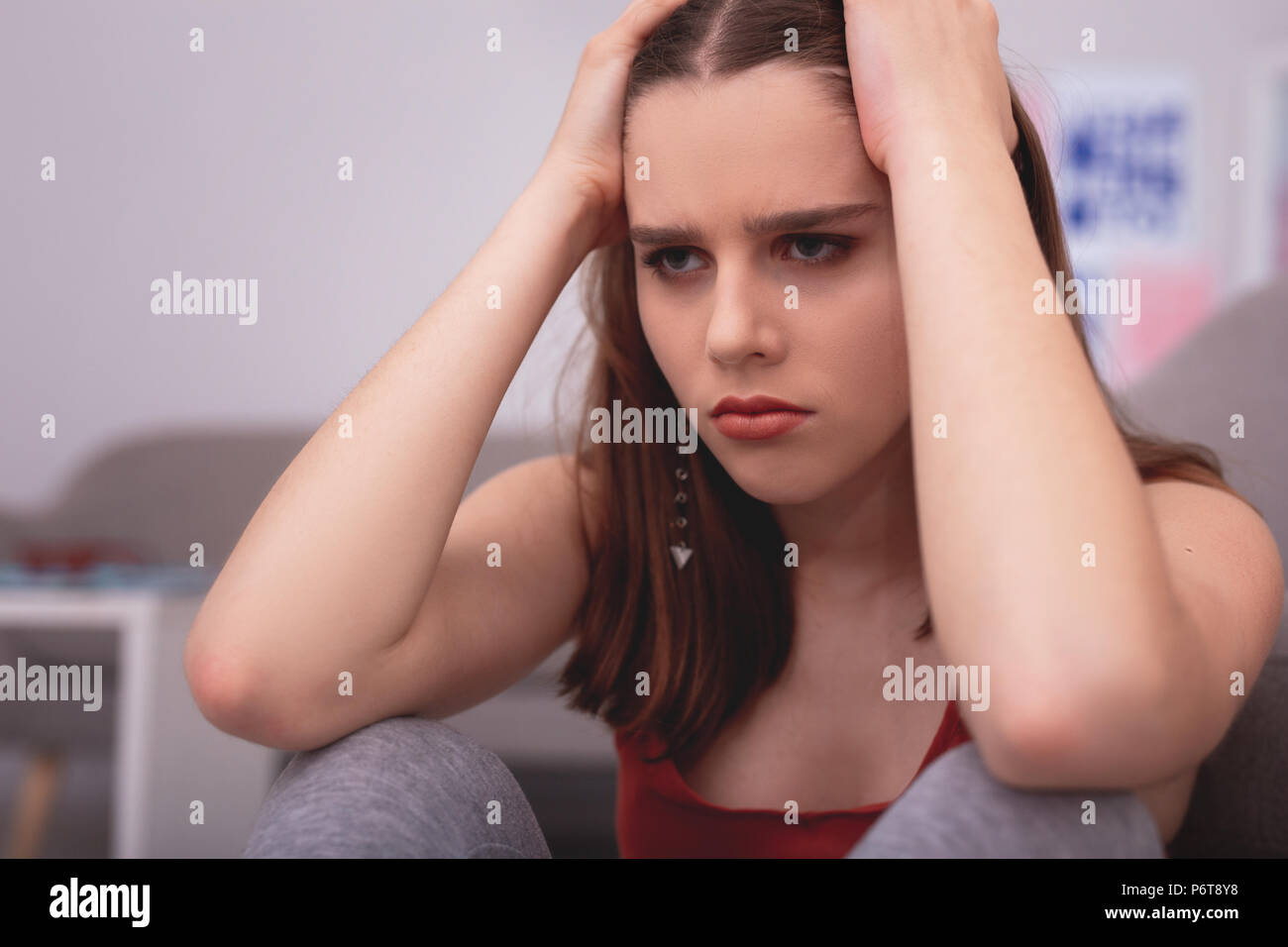Mad teen girl having nervous breakdown Stock Photo Alamy