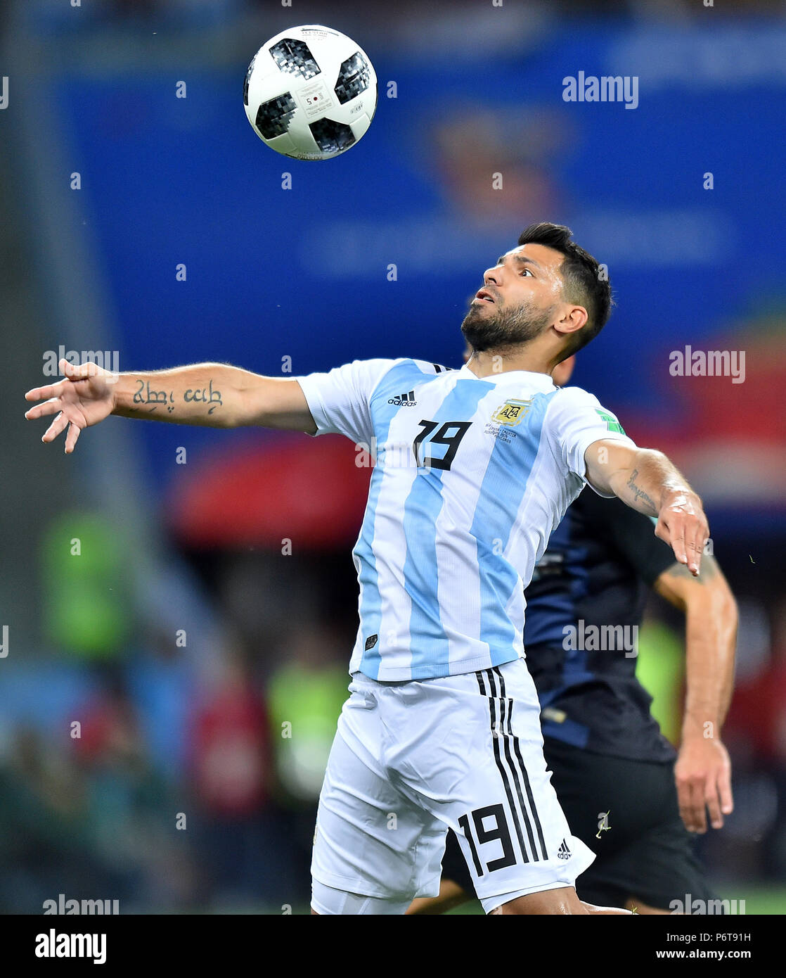 NIZHNIY NOVGOROD, RUSSIA - JUNE 21: Sergio Aguero of Argentina in action during the 2018 FIFA World Cup Russia group D match between Argentina and Croatia at Nizhniy Novgorod Stadium on June 21, 2018 in Nizhniy Novgorod, Russia. (Photo by Lukasz Laskowski/PressFocus/MB Media) Stock Photo