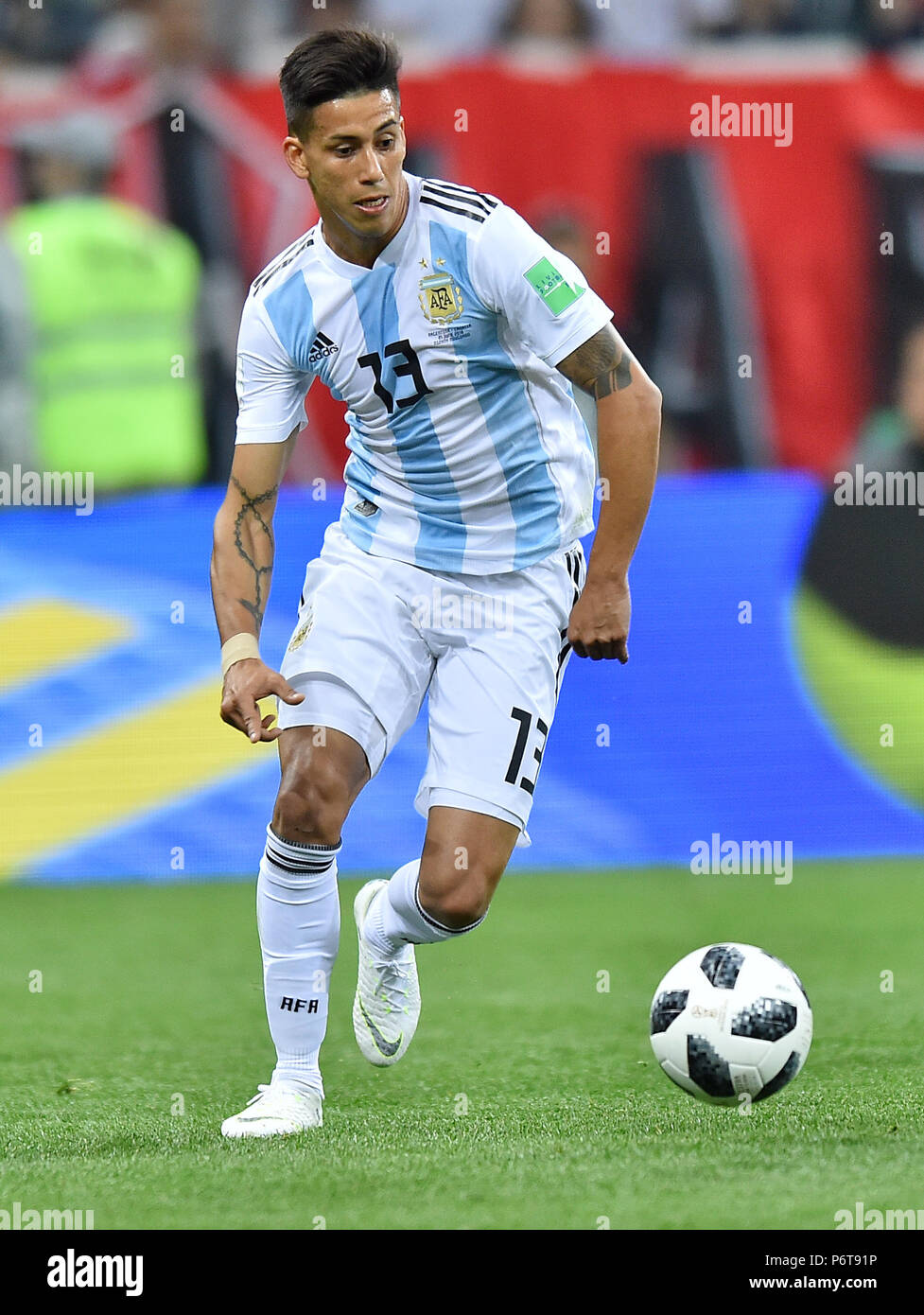 NIZHNIY NOVGOROD, RUSSIA - JUNE 21: Maximiliano Meza of Argentina in action during the 2018 FIFA World Cup Russia group D match between Argentina and Croatia at Nizhniy Novgorod Stadium on June 21, 2018 in Nizhniy Novgorod, Russia. (Photo by Lukasz Laskowski/PressFocus/MB Media) Stock Photo