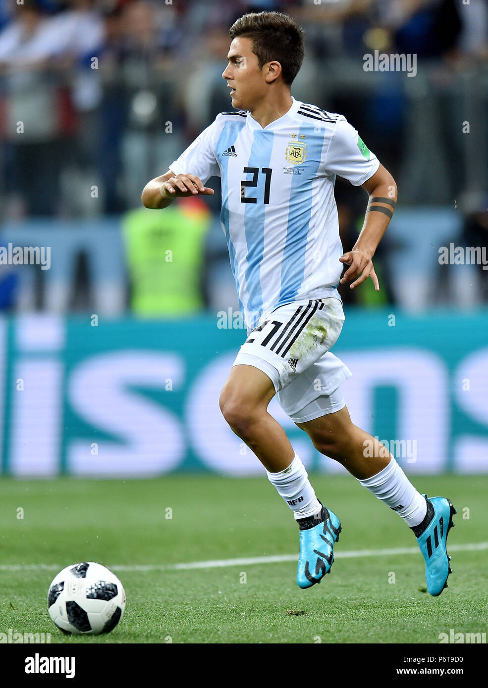 NIZHNIY NOVGOROD, RUSSIA - JUNE 21: Paulo Dybala of Argentina in action during the 2018 FIFA World Cup Russia group D match between Argentina and Croatia at Nizhniy Novgorod Stadium on June 21, 2018 in Nizhniy Novgorod, Russia. (Photo by Lukasz Laskowski/PressFocus/MB Media) Stock Photo