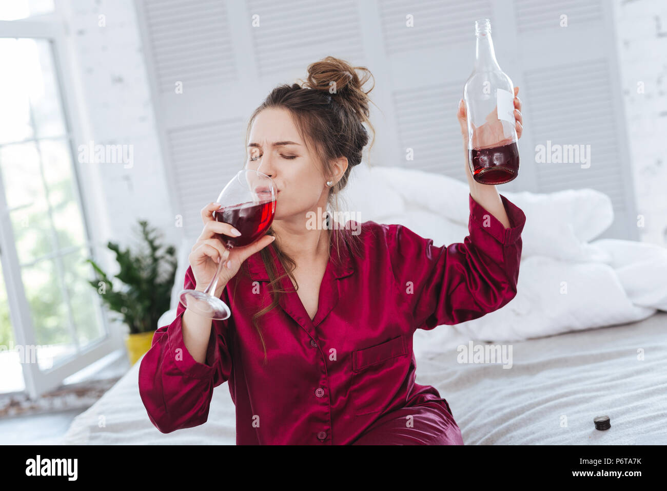 Drinking wine in pajamas hotsell