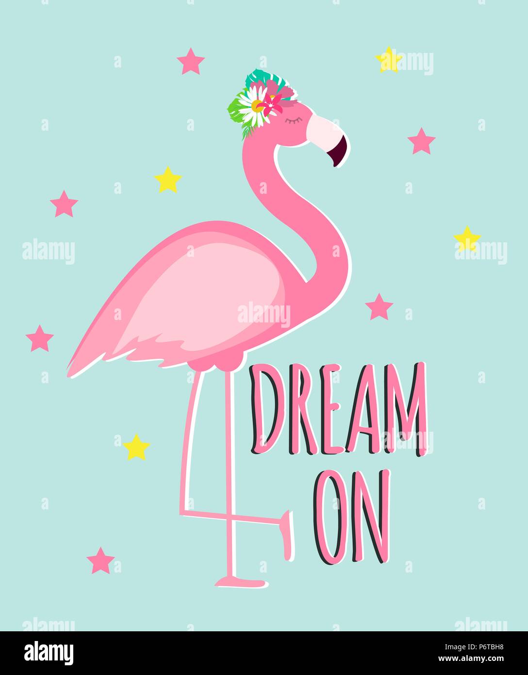 Cute Pink Flamingo Summer Background Vector Illustration Stock Vector ...