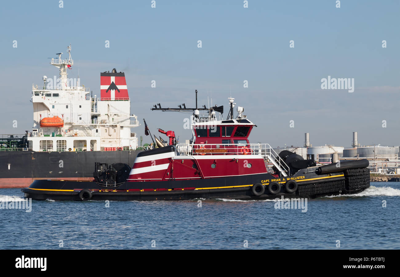 McAllister Towing tractor tug Capt. Brian A. McAllister; tanker T REX ...