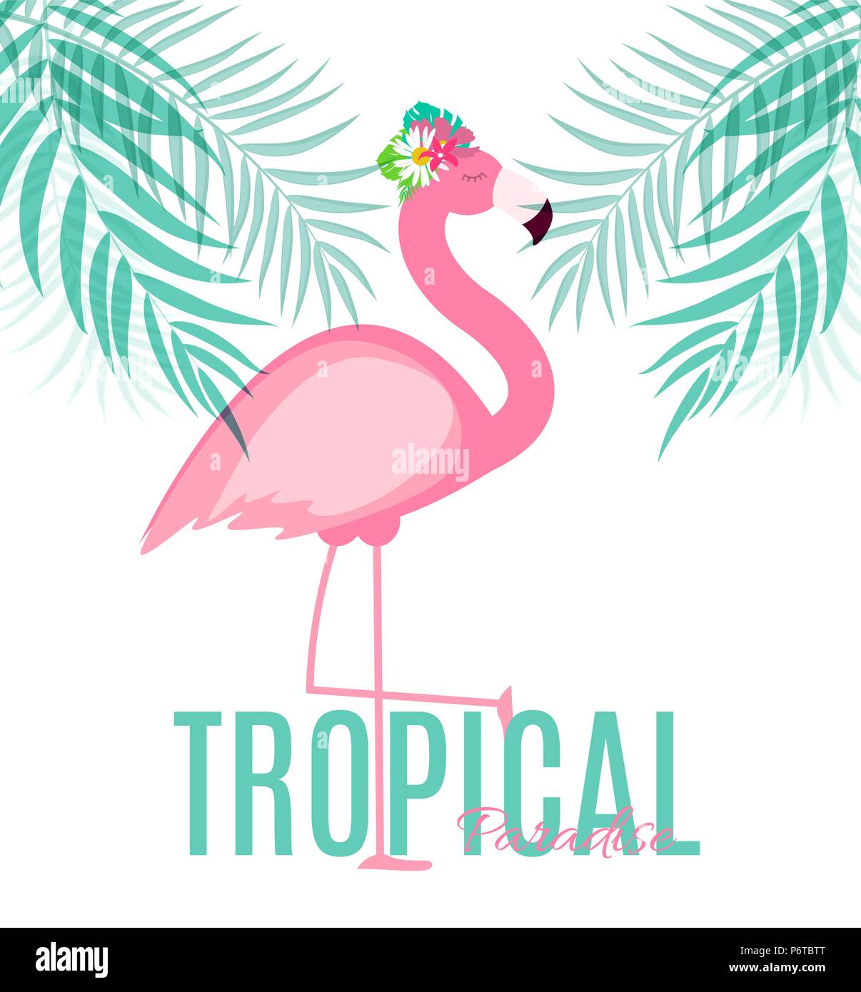 Cute Pink Flamingo Summer Background Vector Illustration Stock Vector ...