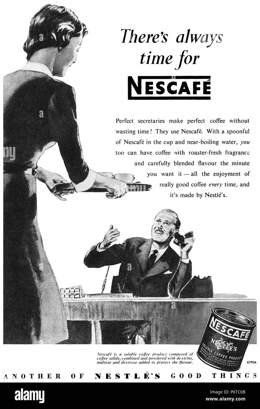 1945 Nescafe Instant Coffee Roaster Fresh Coffee Made Right In The Cup Vintage Print Ad