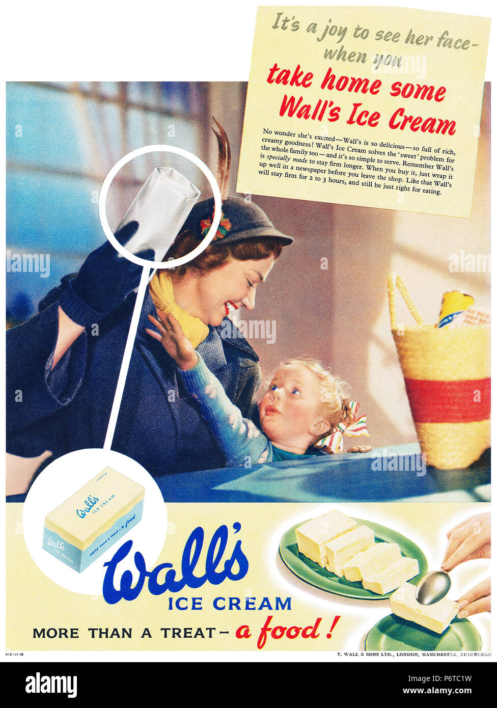 1952 British advertisement for Wall's Ice Cream. Stock Photo