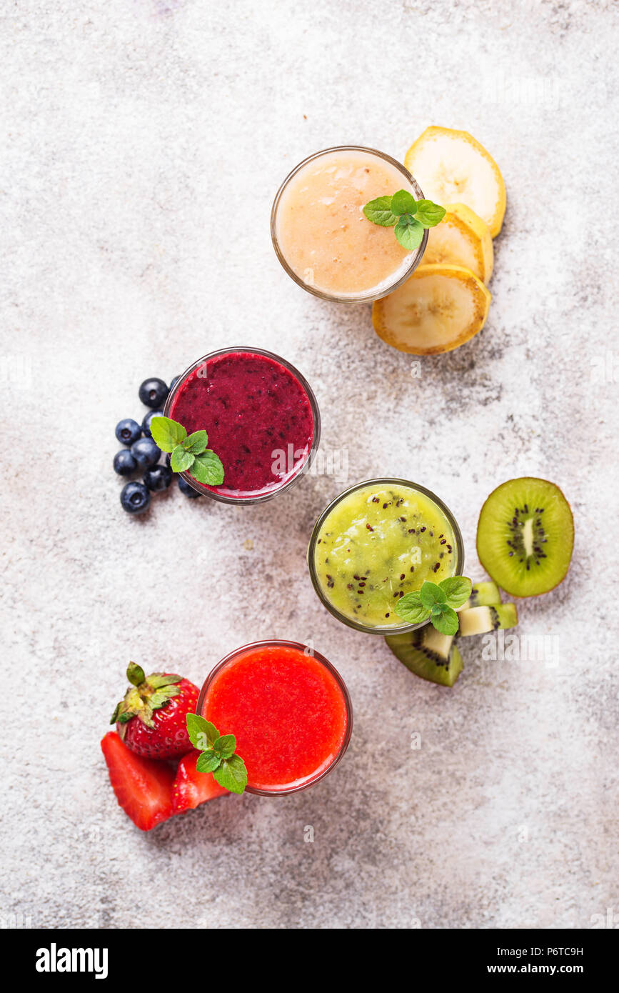 Assortment of various healthy smoothies Stock Photo - Alamy