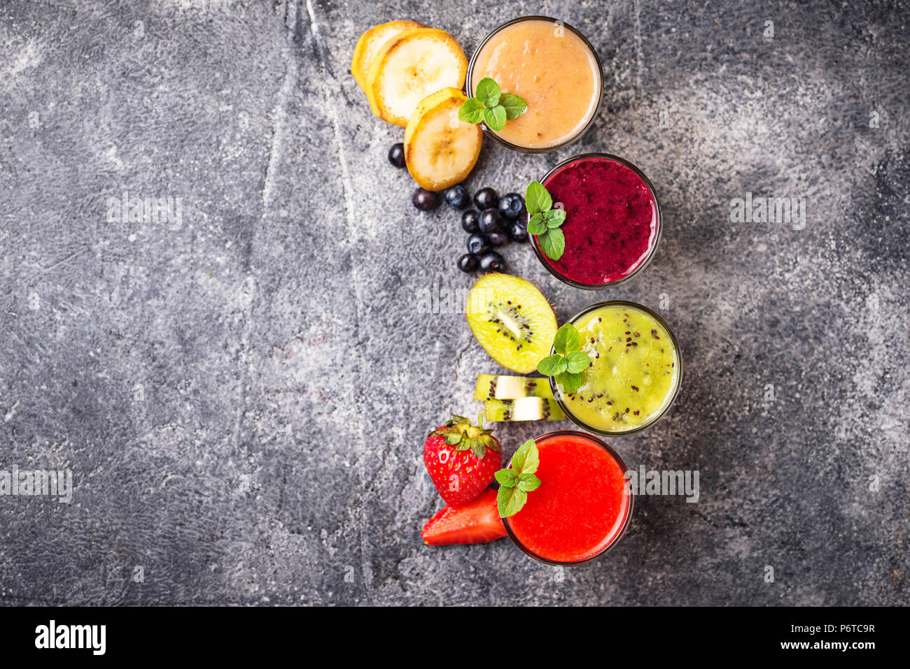 Assortment of various healthy smoothies Stock Photo Alamy