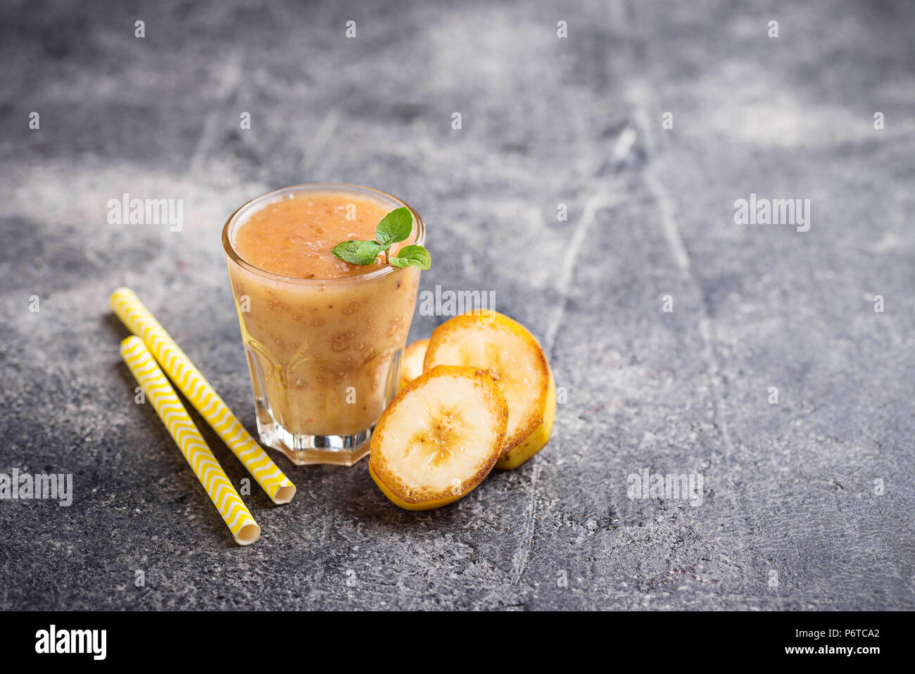 Sweet healthy banana smoothie cocktail Stock Photo Alamy