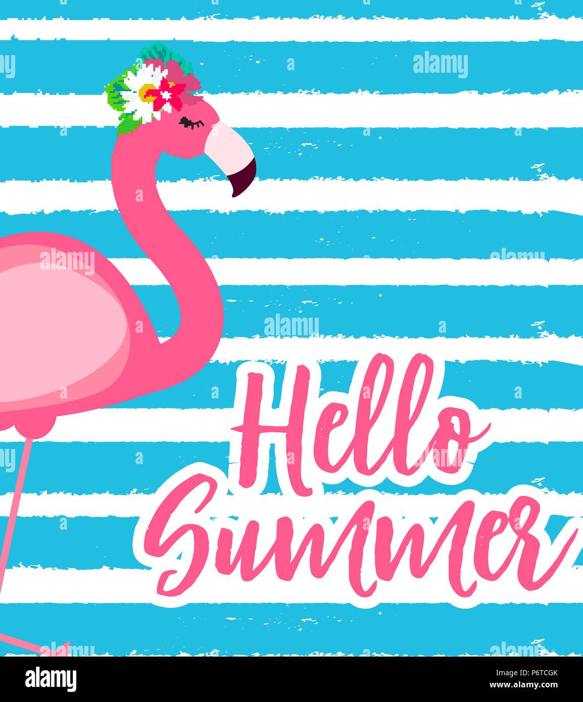 Cute Pink Flamingo Summer Background Vector Illustration Stock Vector ...