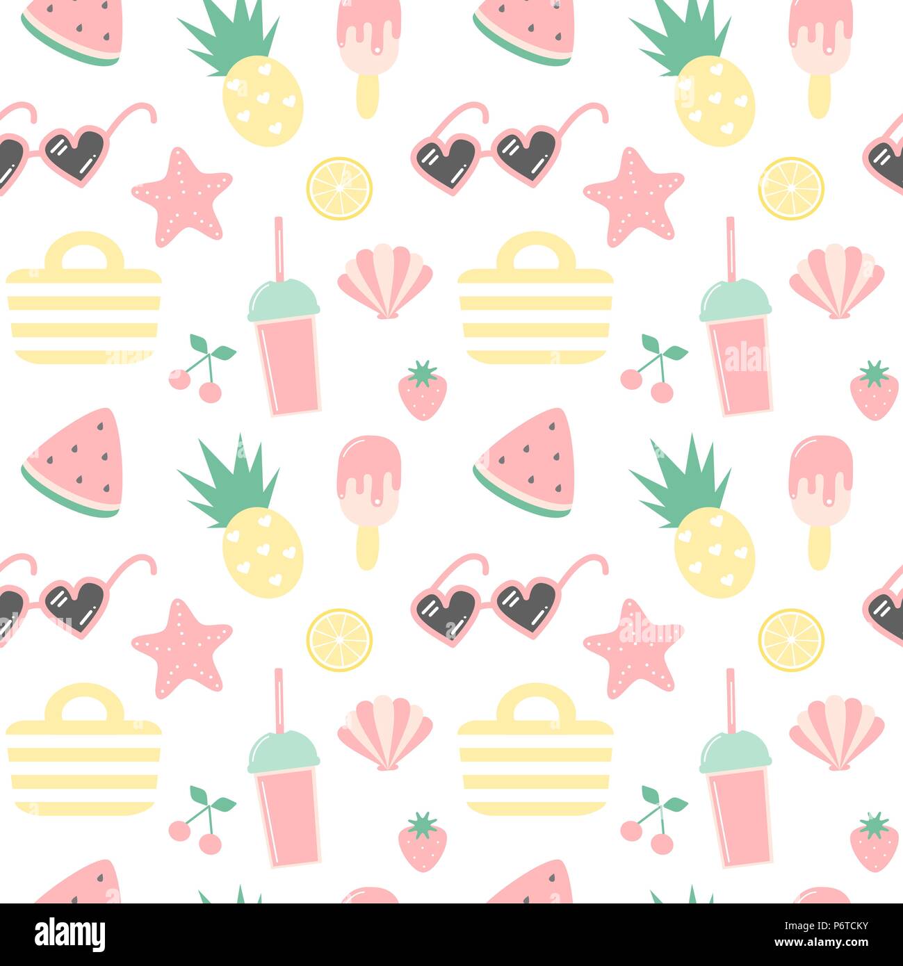 cute colorful summer seamless vector pattern background