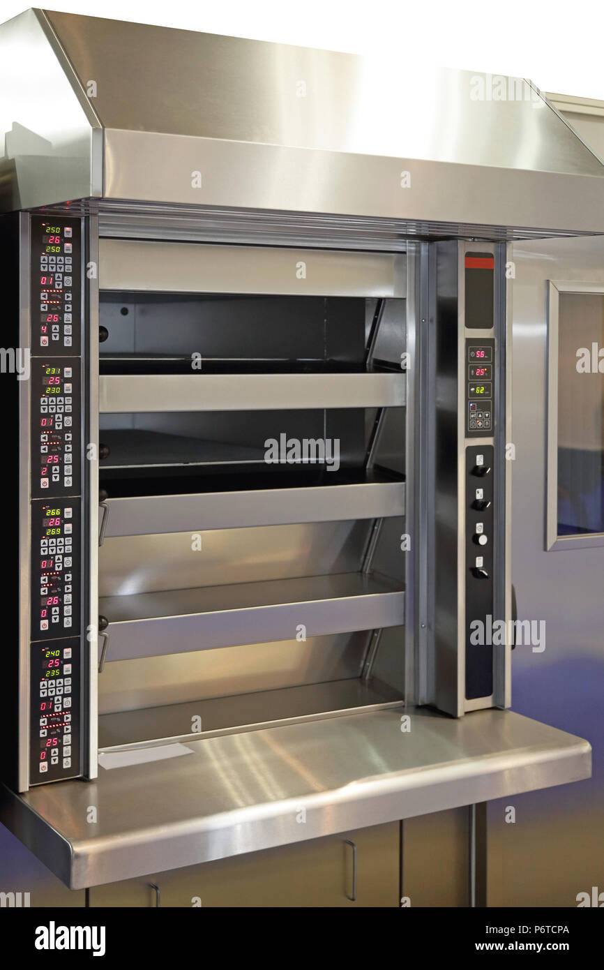 Multi level industrial baking oven in bakery Stock Photo Alamy