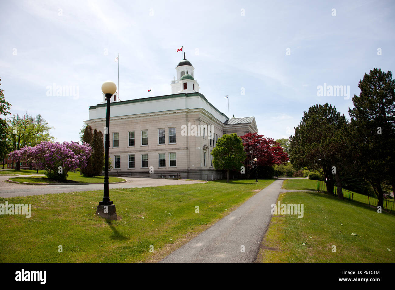 June 3, 2018- Wolfville, Nova Scotia: University Hall on the Acadia University Campus Stock Photo