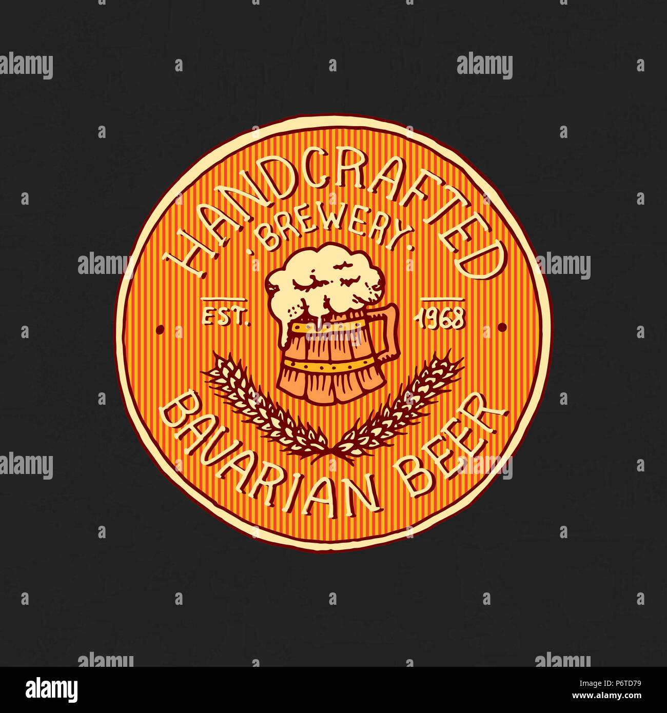 Vintage beer label badge. Strong Alcohol logo with calligraphic element. Frame for poster banner