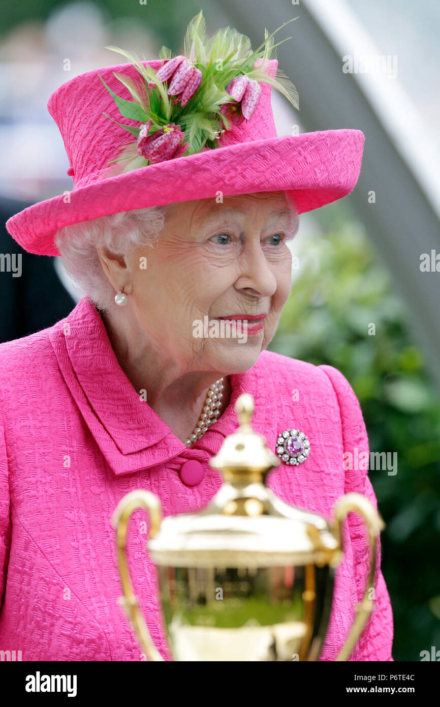 Royal Ascot, Portrait of Queen Elizabeth the Second Stock Photo