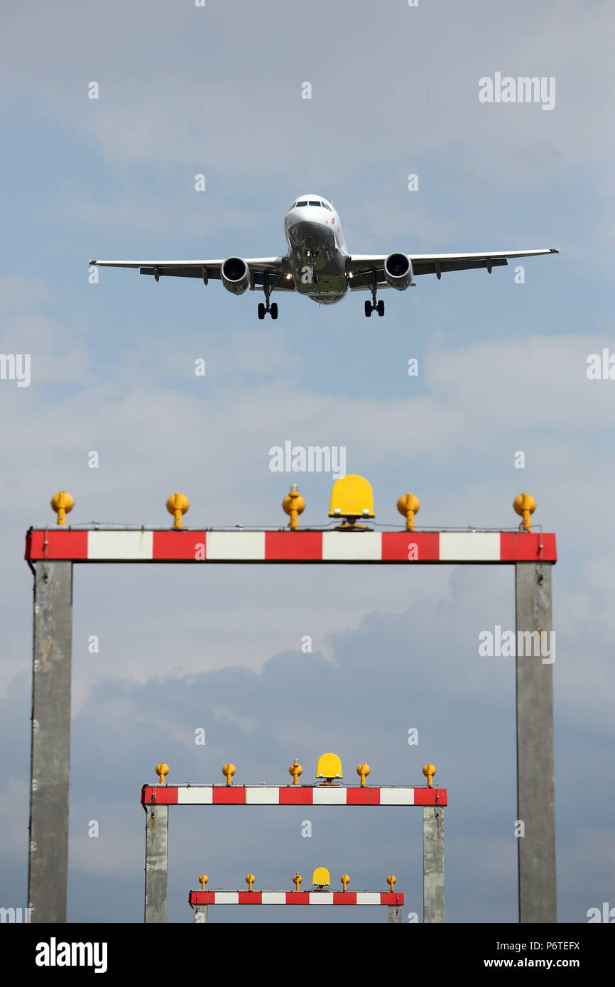 Langenhagen, Germany, lighting system for approach support in front of the airport Hannover-Langenhagen Stock Photo