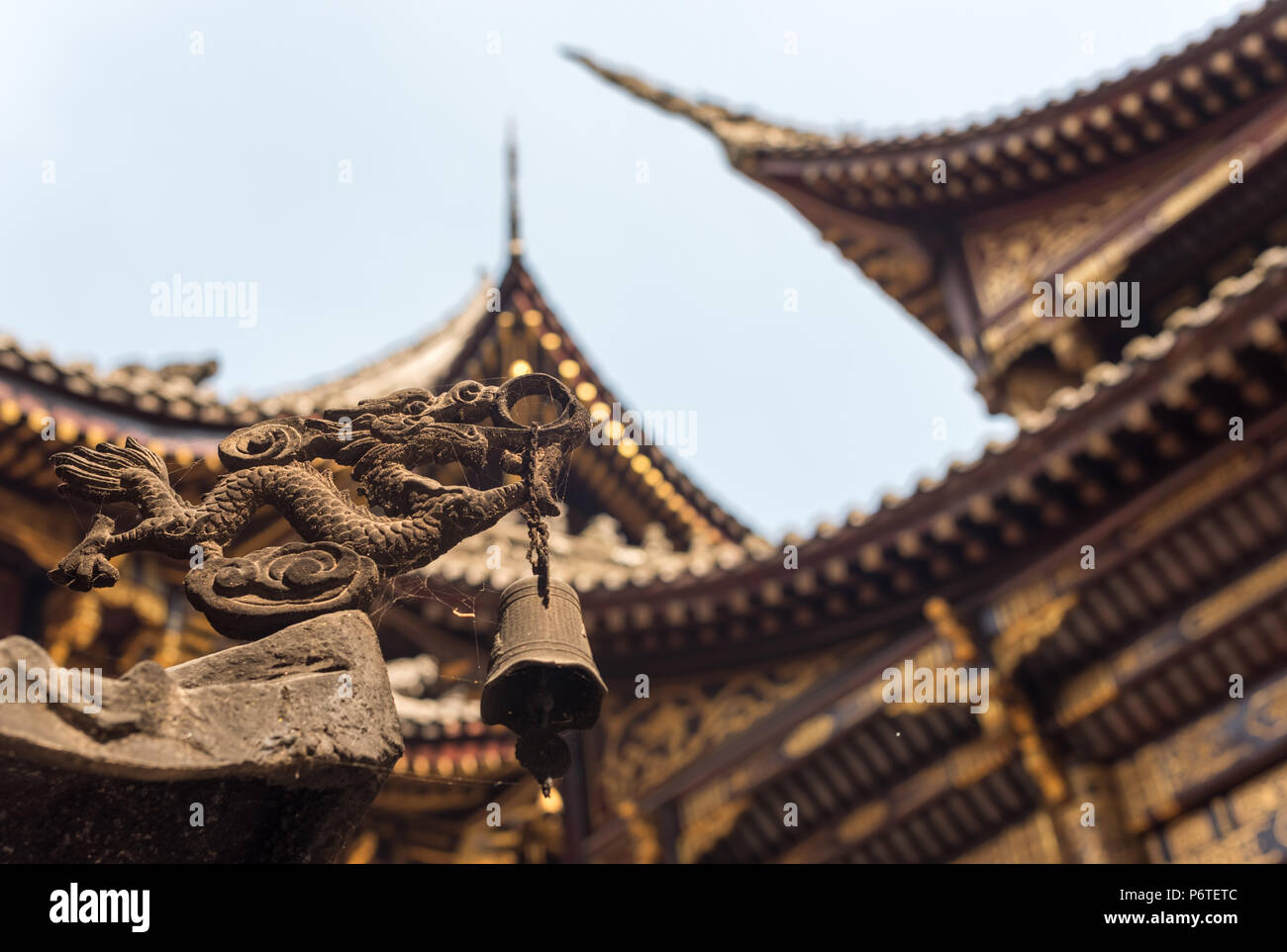 Traditional chinese architecture details in BaoLunSi temple Chongqing, China Stock Photo