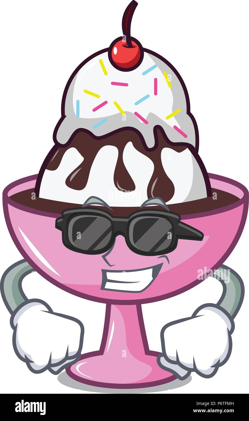 Super Cool Ice Cream Sundae Character Cartoon Stock Vector Image Art Alamy
