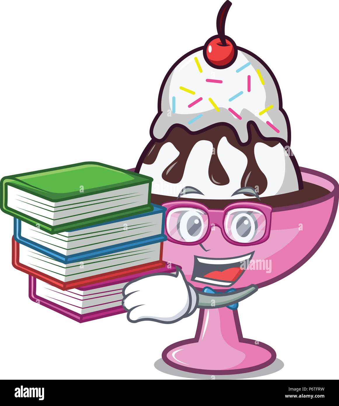 Student with book ice cream sundae mascot cartoon Stock Vector Image ...