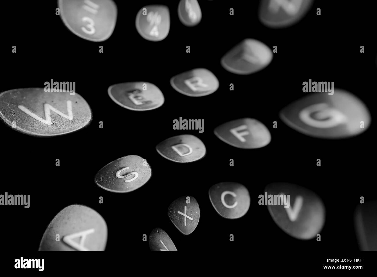 Background in the style of pouring letters, keys with letters of the ...