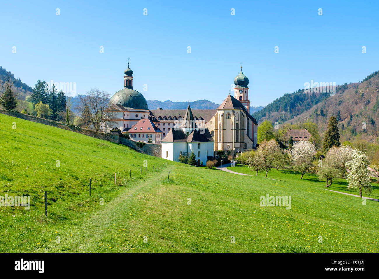Benedictine Monastery of Saint Trudpert (Kloster Sankt Trudpert) in early Spring. MÃ¼nstertal, Breisgau-Hochschwarzwald, Baden-WÃ¼rttemberg, Germany. Stock Photo