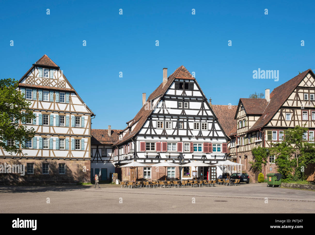 Germany, Baden-WÃ¼rttemberg, Maulbronn. Historic half-timber buildings in the monastery village. Stock Photo