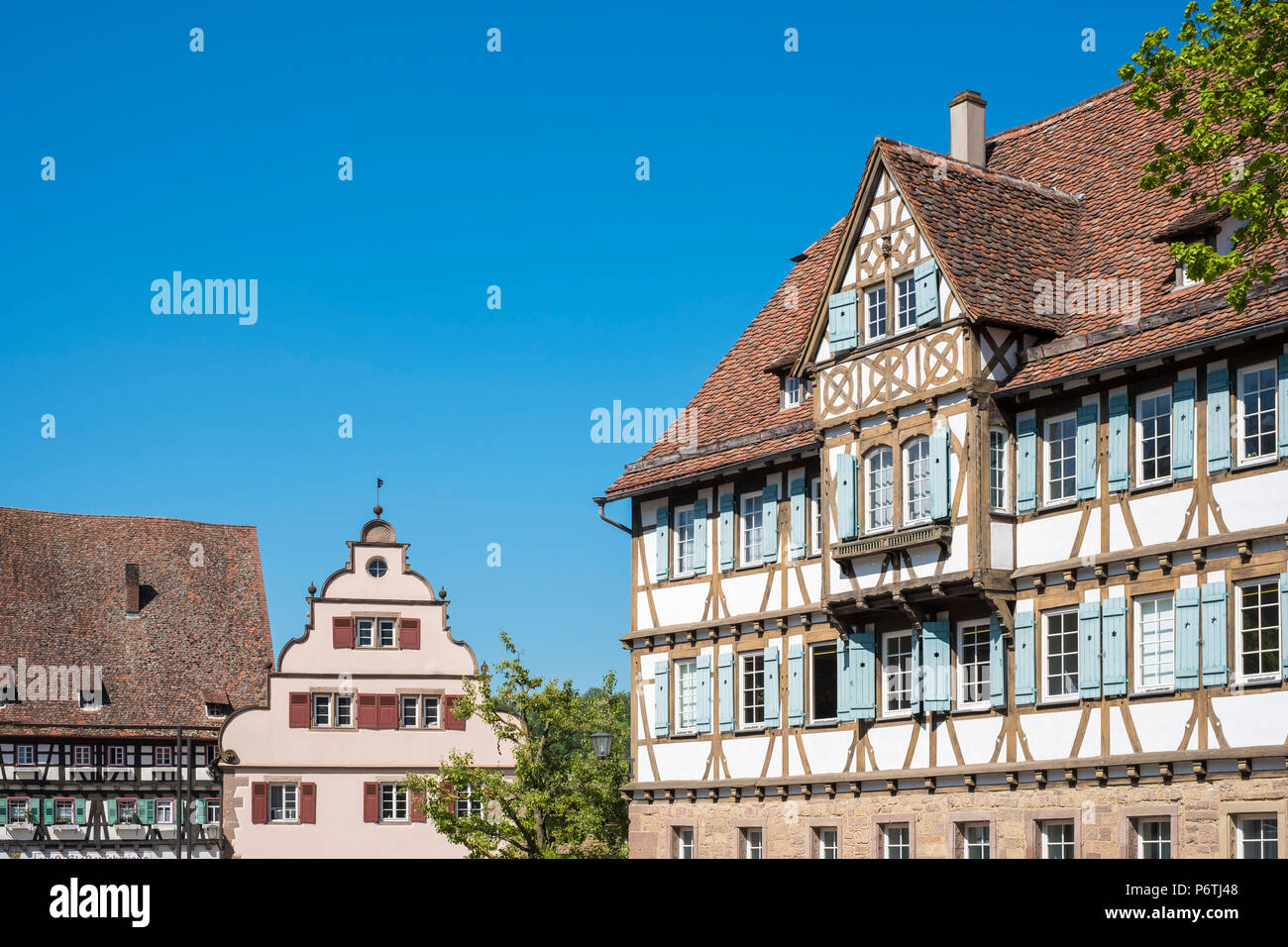 Germany, Baden-WÃ¼rttemberg, Maulbronn. Historic half-timber buildings in the monastery village. Stock Photo