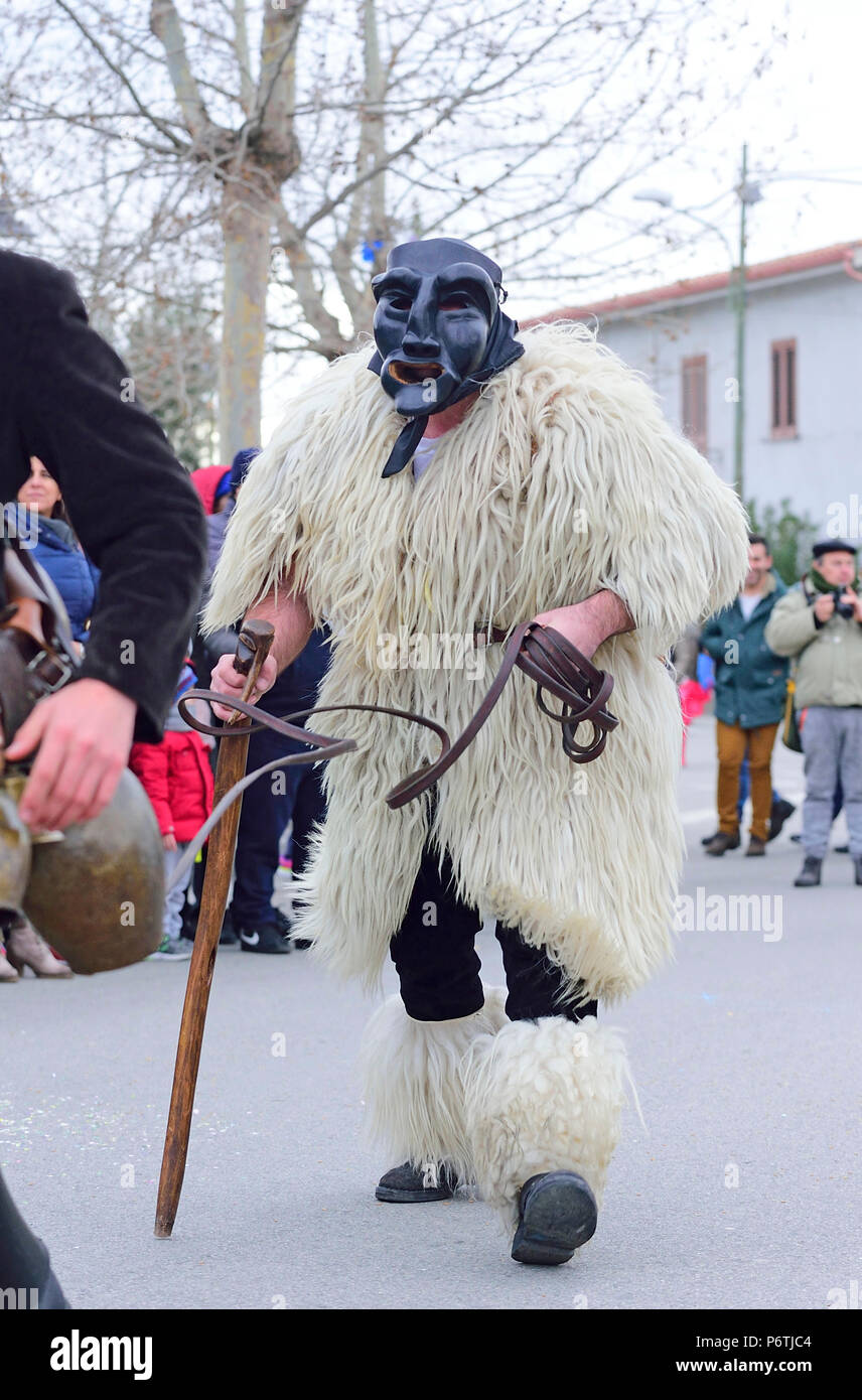 Merdulas, typical mask of Sardinian carnival, Ottana village, Sardinia