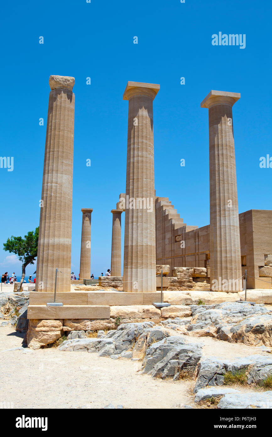 The Acropolis of Lindos, Lindos, Rhodes, Greece Stock Photo