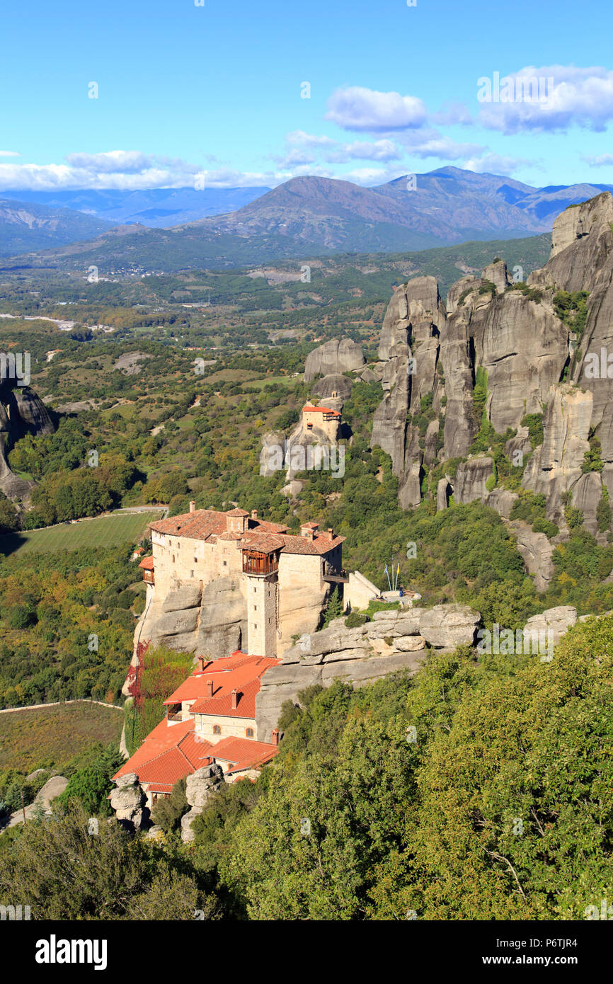 Greece, Thessaly, Meteora, Holy Monastery of Rousanou Stock Photo