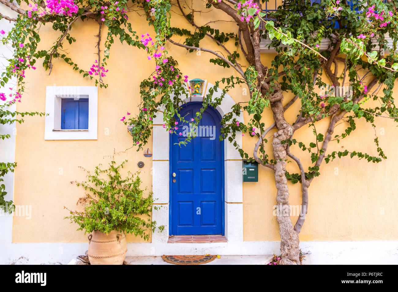 Typical house in a greek village. Kefalonia, Greek Islands, Greece Stock Photo