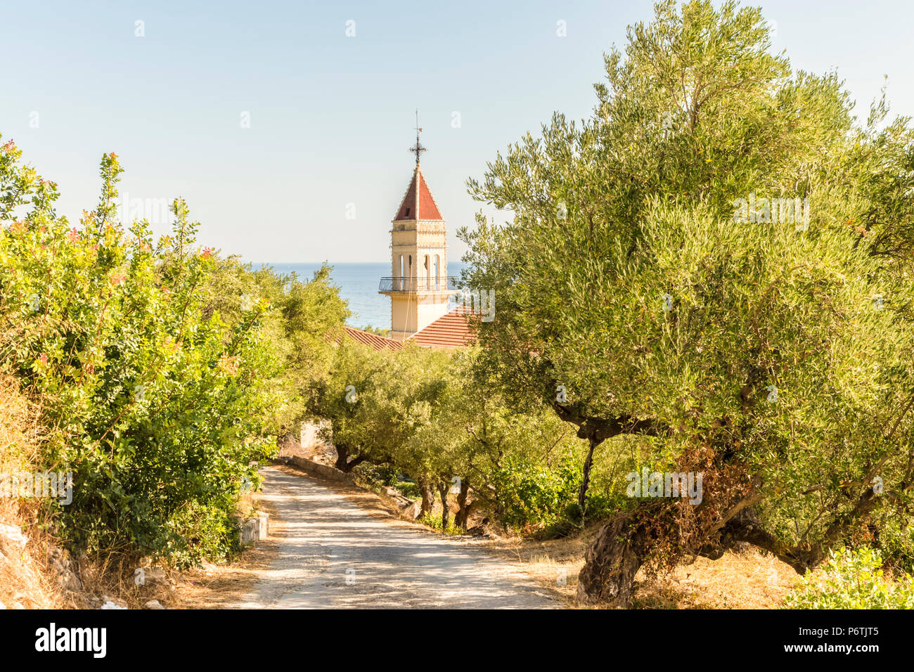 Small church in a village of Kefalonia, Greece Stock Photo