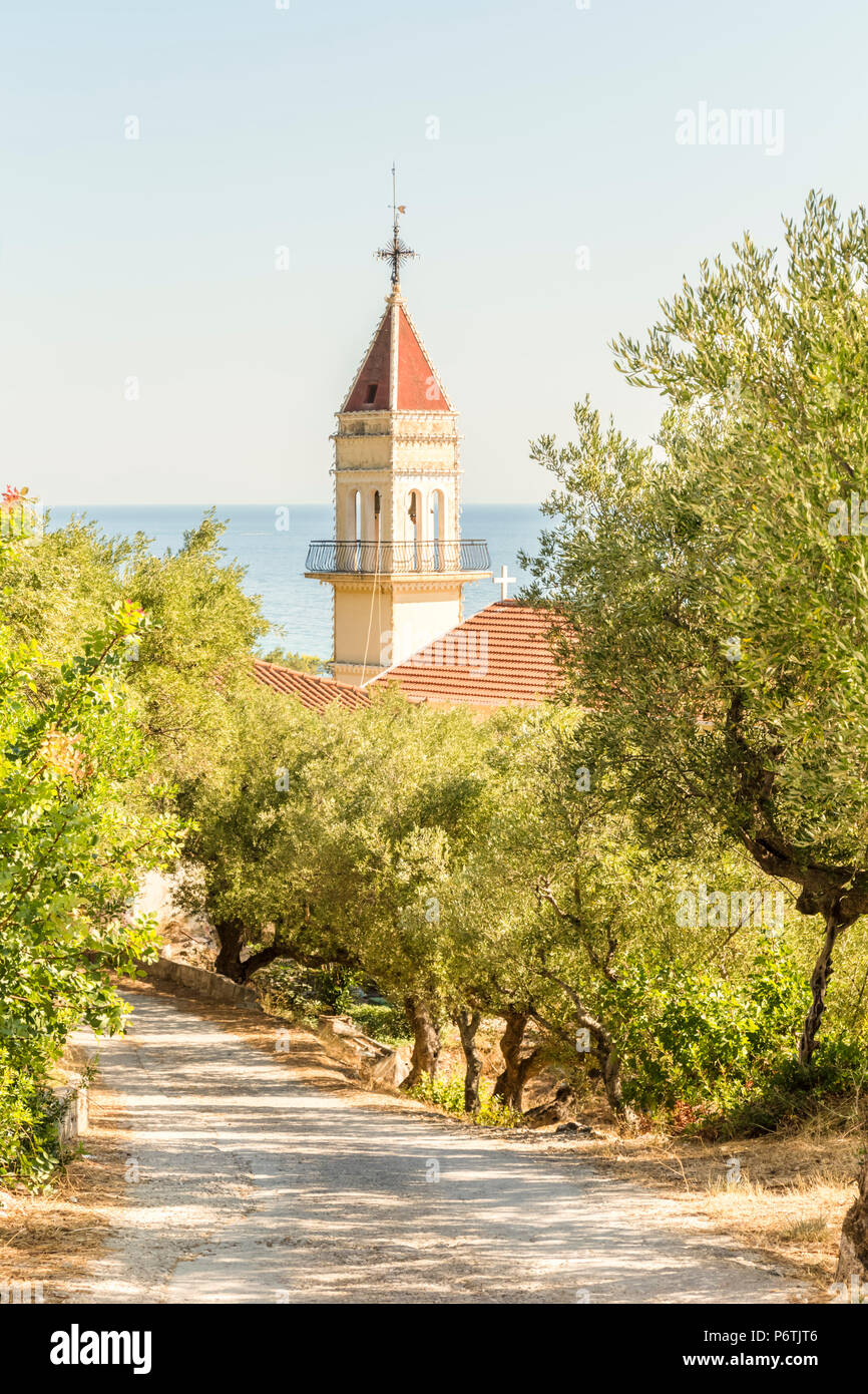 Small church in a village of Kefalonia, Greece Stock Photo
