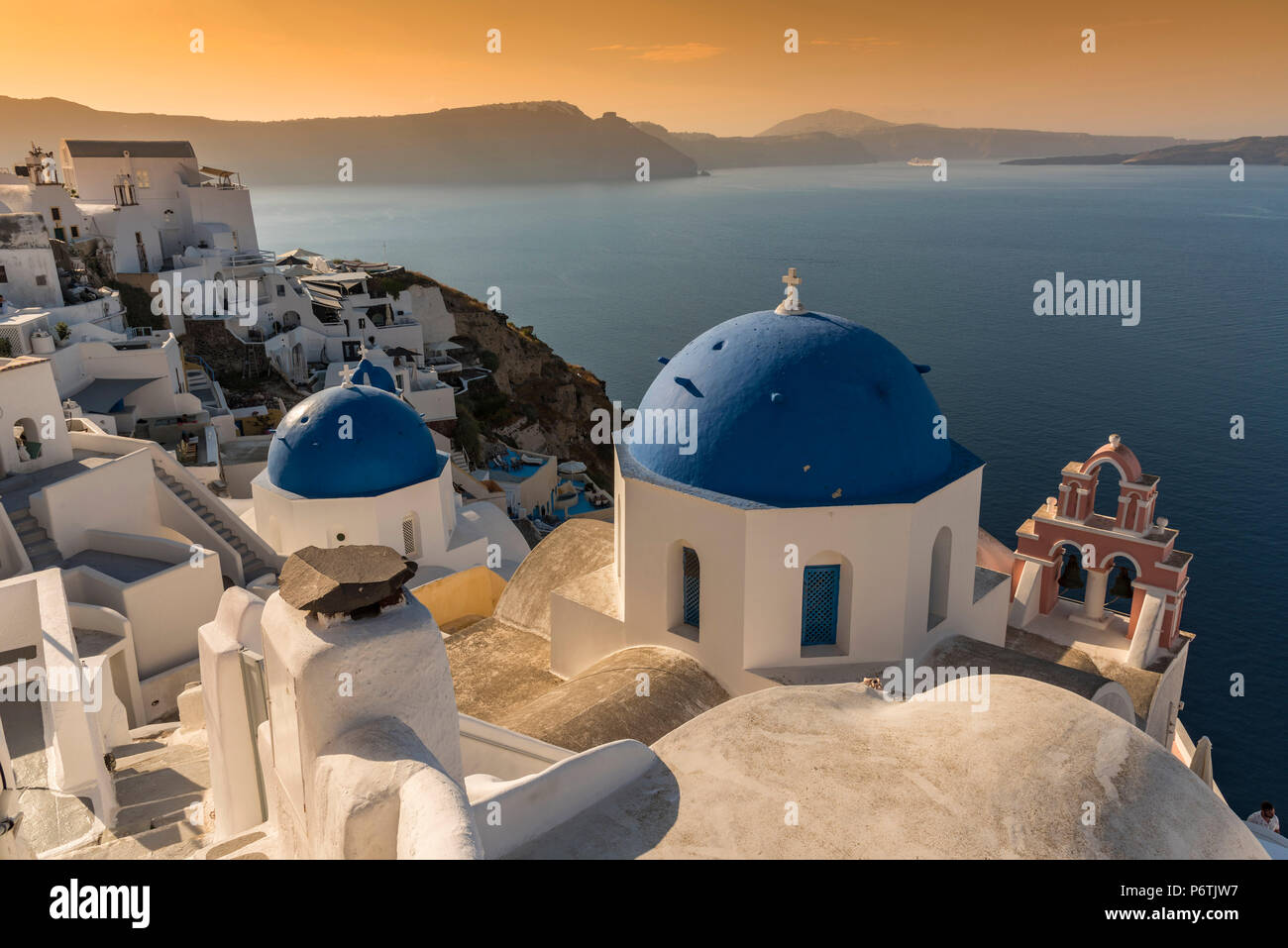 Picturesque sunrise view in Oia, Santorini, South Aegean, Greece Stock Photo