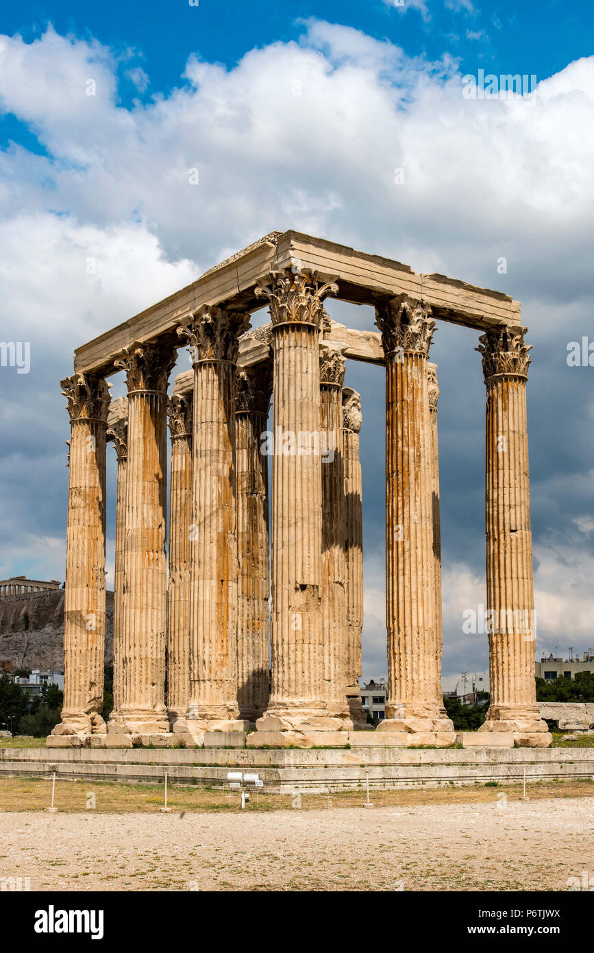 Temple of Olympian Zeus or Olympieion, Athens, Attica, Greece Stock Photo