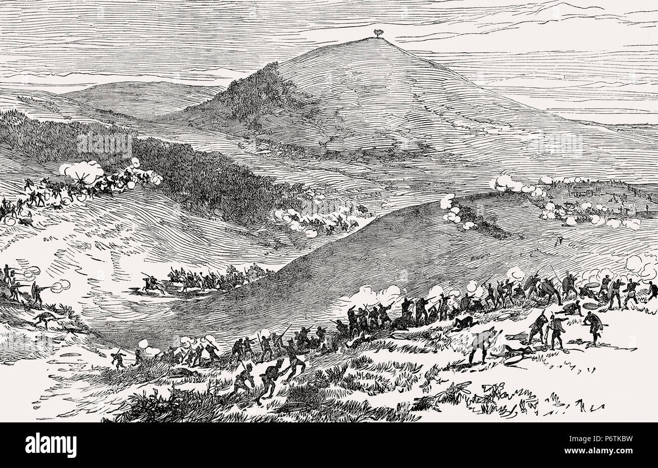 The Battle of Quintana, 9th Xhosa War, South Africa, 19th century, From British Battles on Land and Sea, by James Grant Stock Photo