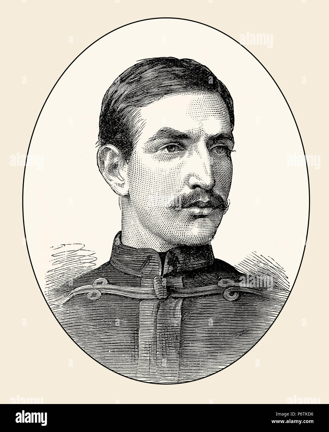 Major W. M. Laurence, Cape Mounted Rifleman, South African forces, 19th century, From British Battles on Land and Sea, by James Grant Stock Photo
