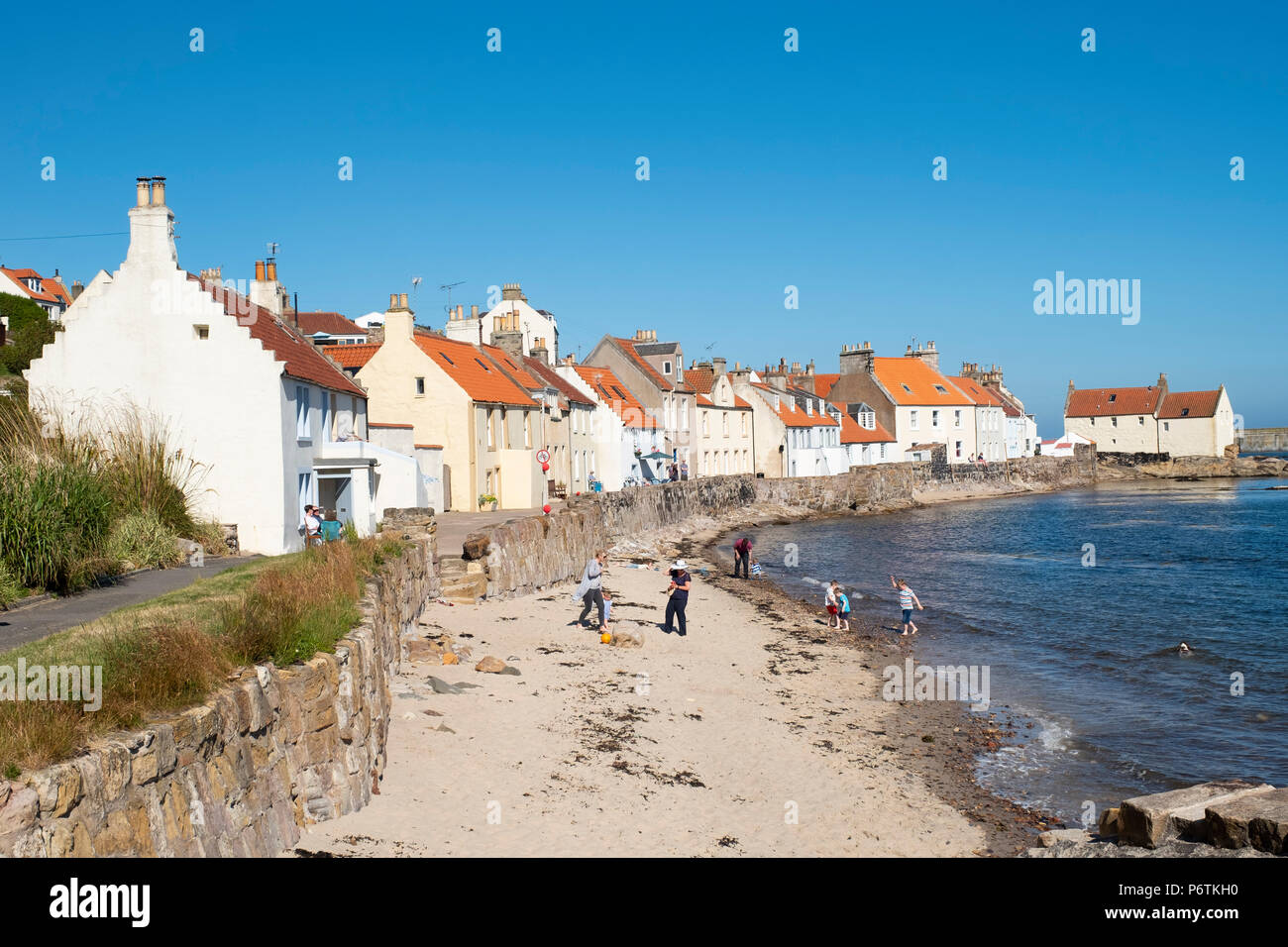 View of harbour front houses in Pittenweem village on East Neuk of Fife