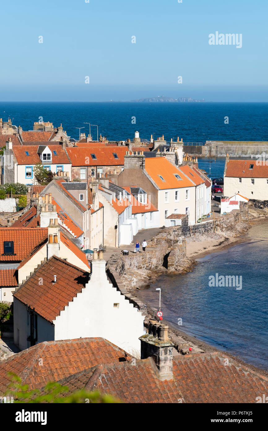 View of harbour front houses in Pittenweem village on East Neuk of Fife