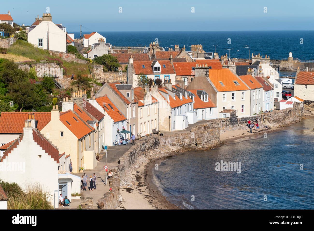 View of harbour front houses in Pittenweem village on East Neuk of Fife