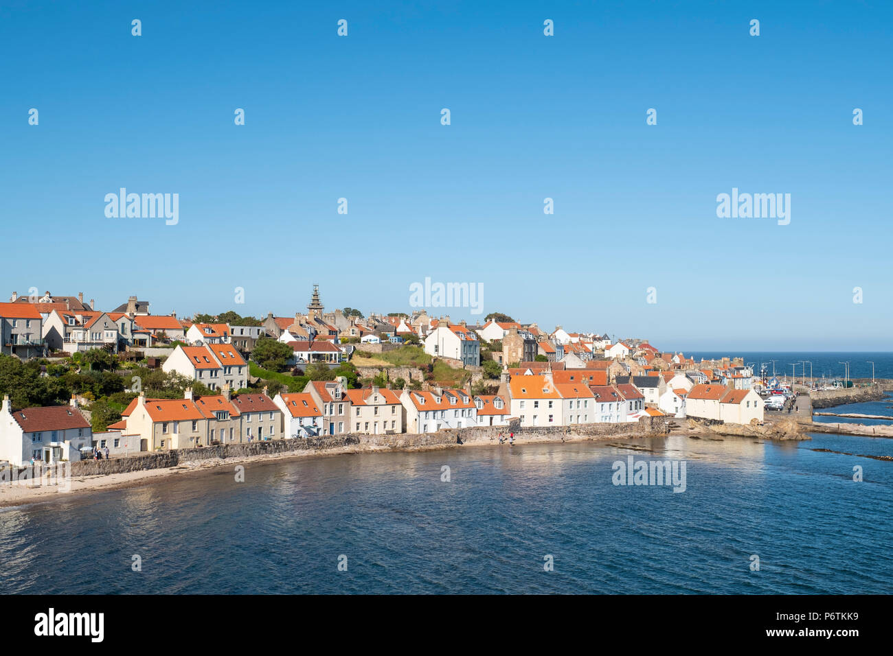 View of harbour front houses in Pittenweem village on East Neuk of Fife