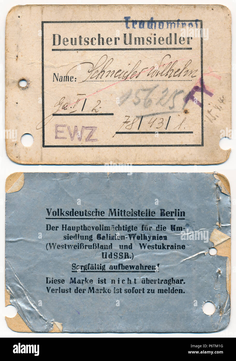 Certificate of Nationality, 1940, Third Reich / Nazi Germany Period Stock Photo