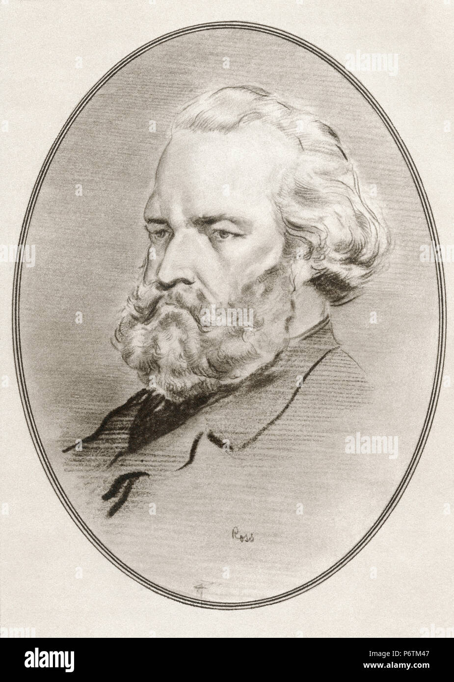 Jean-François Millet, 1814 – 1875. French painter and one of the founders of the Barbizon school.  Illustration by Gordon Ross, American artist and illustrator (1873-1946), from Living Biographies of Great Painters. Stock Photo